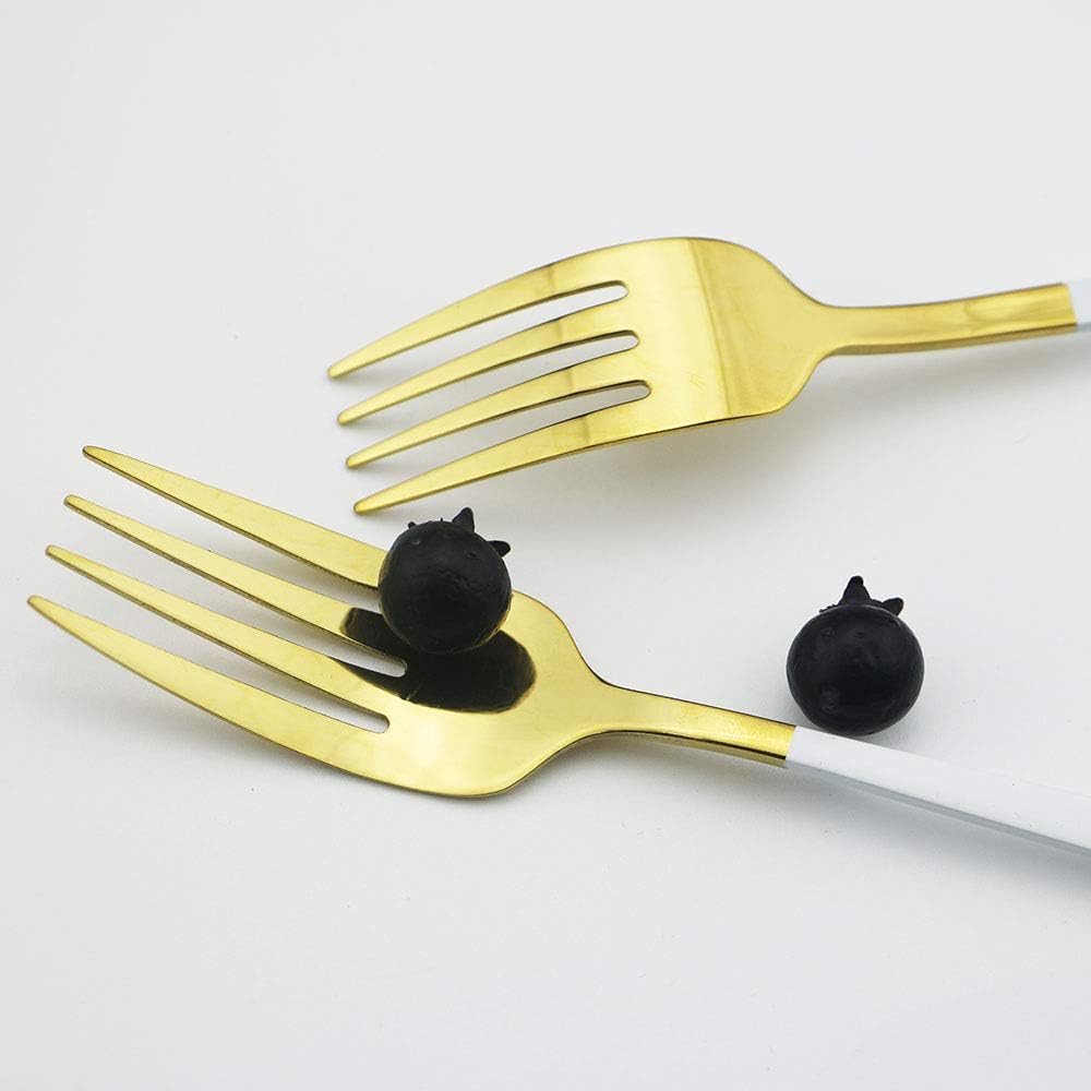 JASHII 20-Piece 304 Stainless Steel Silverware Set Luxury Flatware Cutlery Set Mirror Polished Service for 4 Include Knife Fork Spoon Dishwasher Safe (White gold)