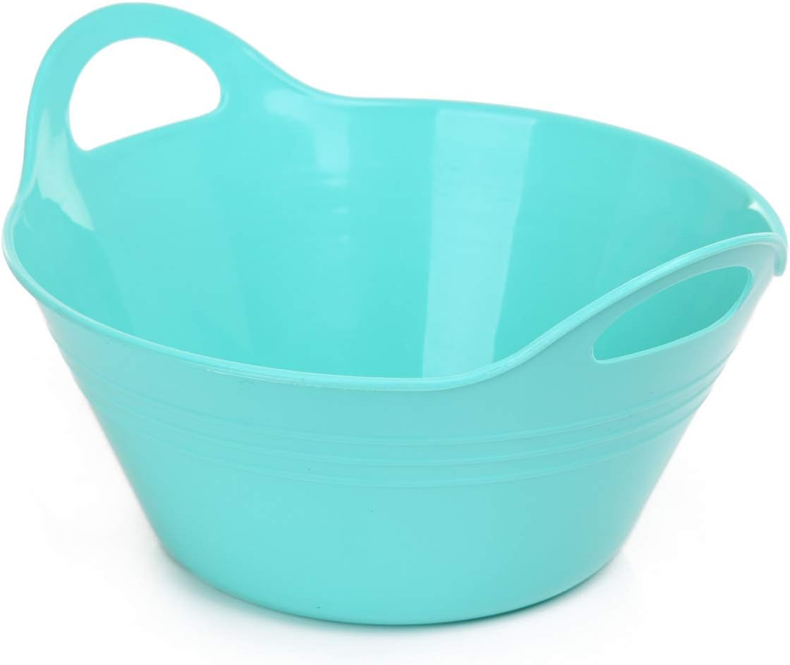 Mintra Home Plastic Bowls with Handles (4.5L Large 2pk, Teal)