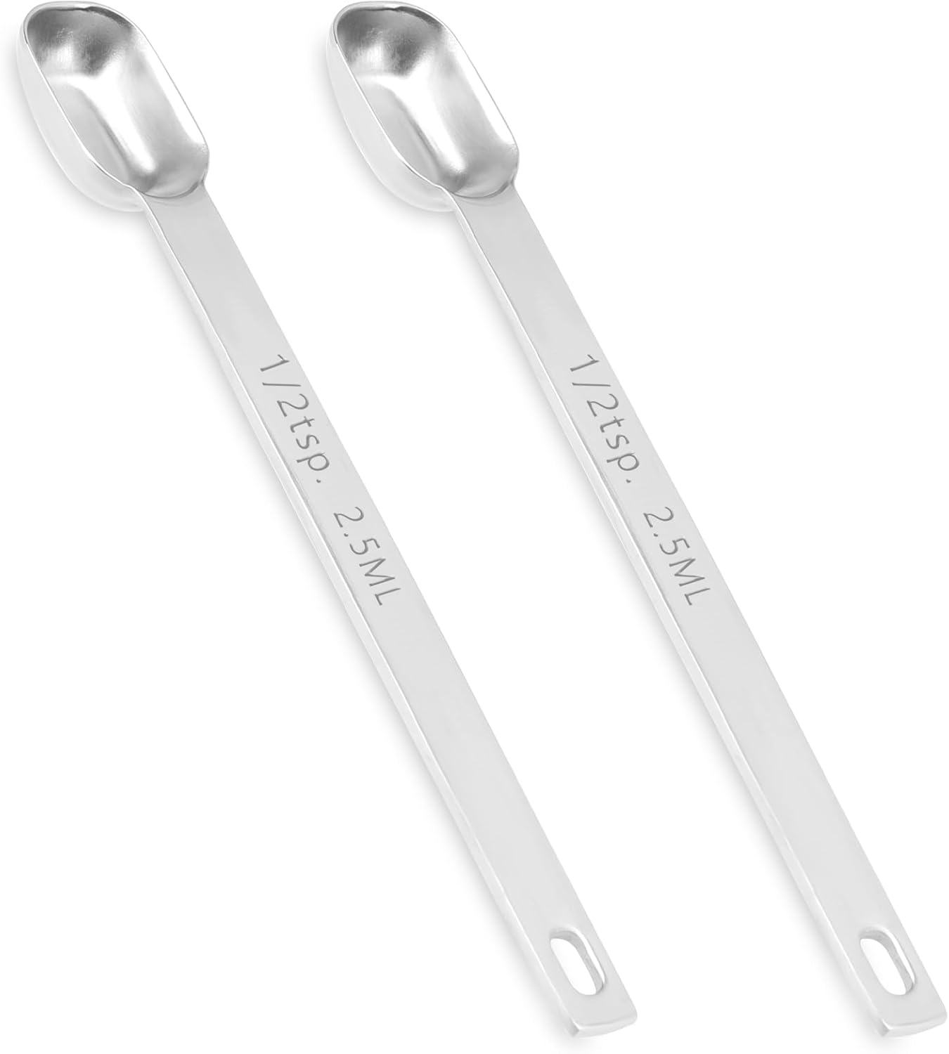 2PCS 1/2 Teaspoon Stainless Steel Single Measuring Spoon 2.5 ml Teaspoon Rectangular Individual Measuring Spoons (1/2Tsp | 2.5 ML | 2.5 cc | 1/2 Tablespoon)