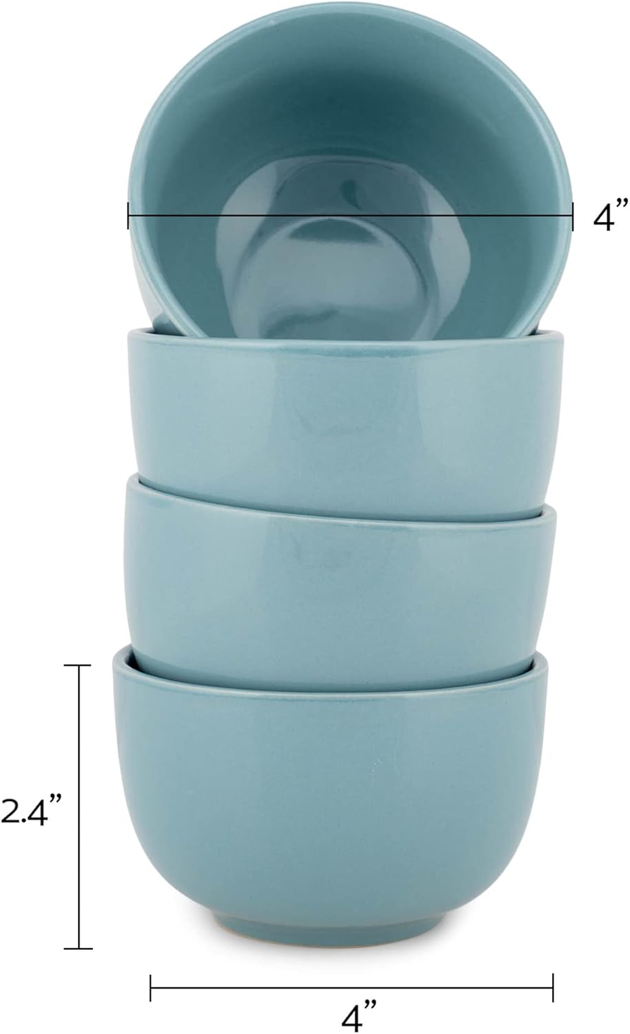 Elanze Designs Bistro Glossy Ceramic 4 inch Cute and Small Dessert Bowls Set of 4 - Perfect for Everyday uses from Snacks, Ice Cream, Candy and Treats, Ice Blue