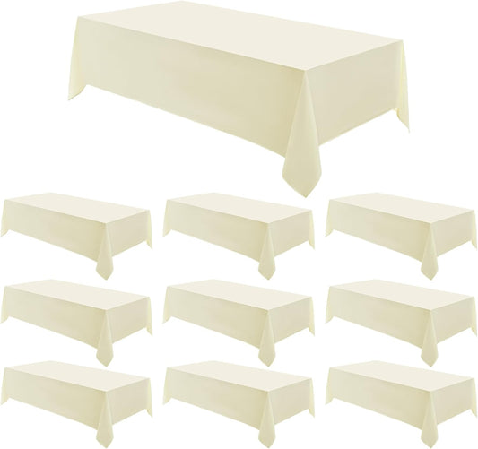 Rectangle Tablecloths 90x132 Inch 10 Pack Ivory Tablecloth Washable Decorative Linen Polyester Table Cloths for Dining Table Banquets Buffet Parties and Wedding