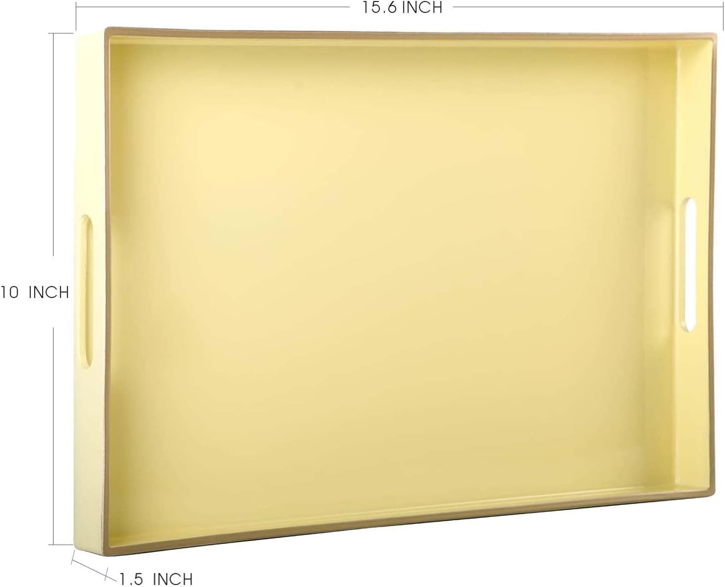 Zosenley Decorative Tray, Rectangular Plastic Tray with Handles, Modern Vanity Tray and Serving Tray for Bathroom, Kitchen, Ottoman and Coffee Table, 15.6" x 10.2"(Light Yellow)