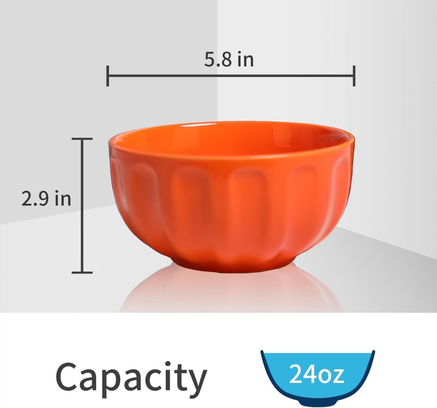 amhomel 6-Piece 24 Ounce Ceramic Soup/Cereal/Rice/Dessert Bowls, Lead-Free, Dishwasher & Microwave Safe