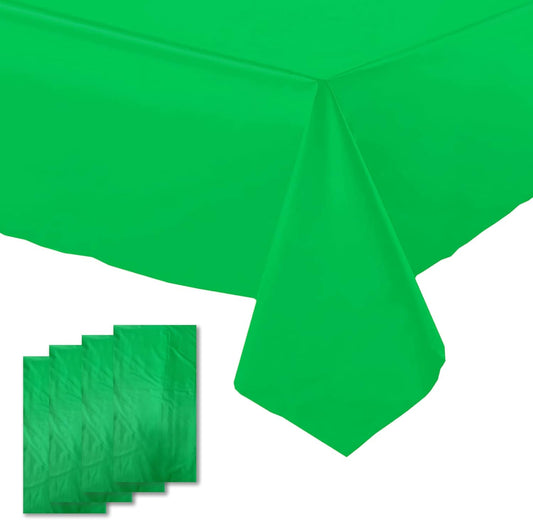 FUNTOOB Green Plastic Table Cloth - 4 Pack Disposable Table Covers - Forest Pattern - Baby Shower, Gender Reveal, Birthday Party Decorations - 54" X 72"