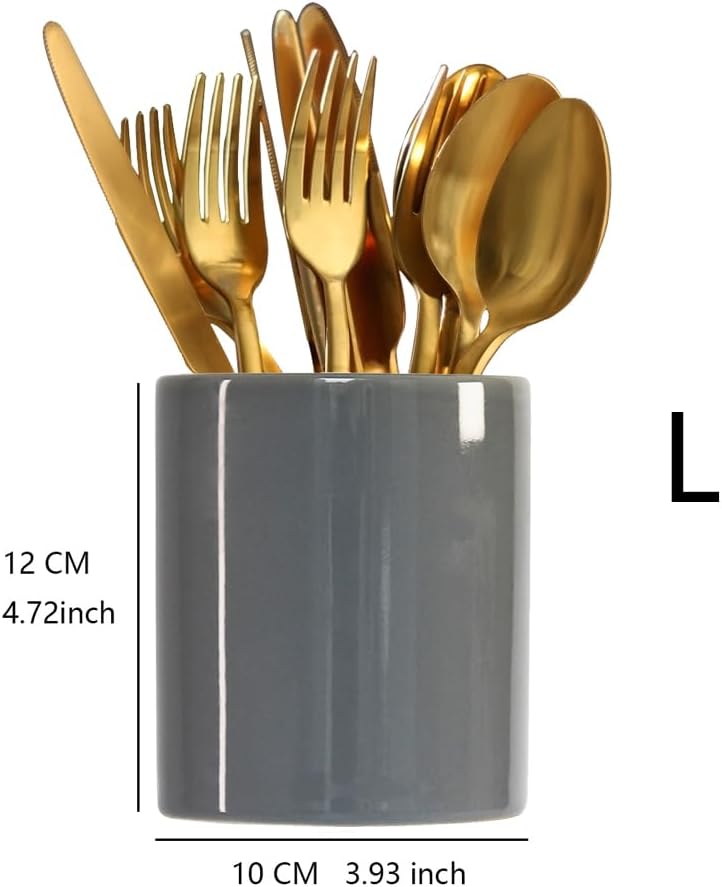 Silverware Holder for Wedding Parties Home Grey Ceramics Silverware Caddy