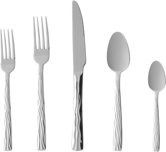 Fortessa Dorada 18/10 Stainless Steel 20 Piece Flatware Set, Service for 4, Silver