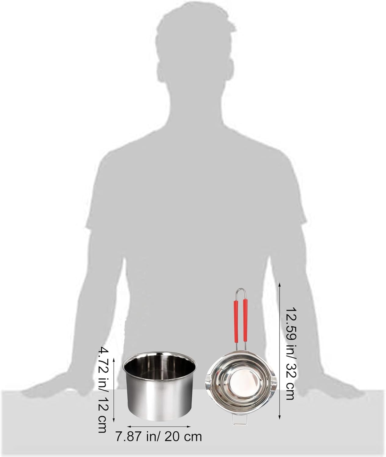 Stainless Steel Double Boiler Melting Pot with Heat Resistant Handle, Large Capacity Chocolate Melting Pot for Butter Candy Butter Cheese, Candle Making (1000/2200ML)