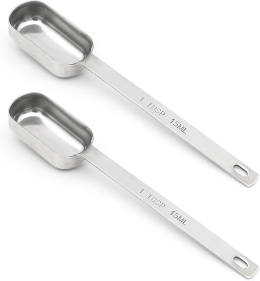 2PCS 1tbsp (3tsp, 15ml, 1/2oz) Single Measuring Spoon, Stainless Steel Long Handle Individual Teaspoons Only