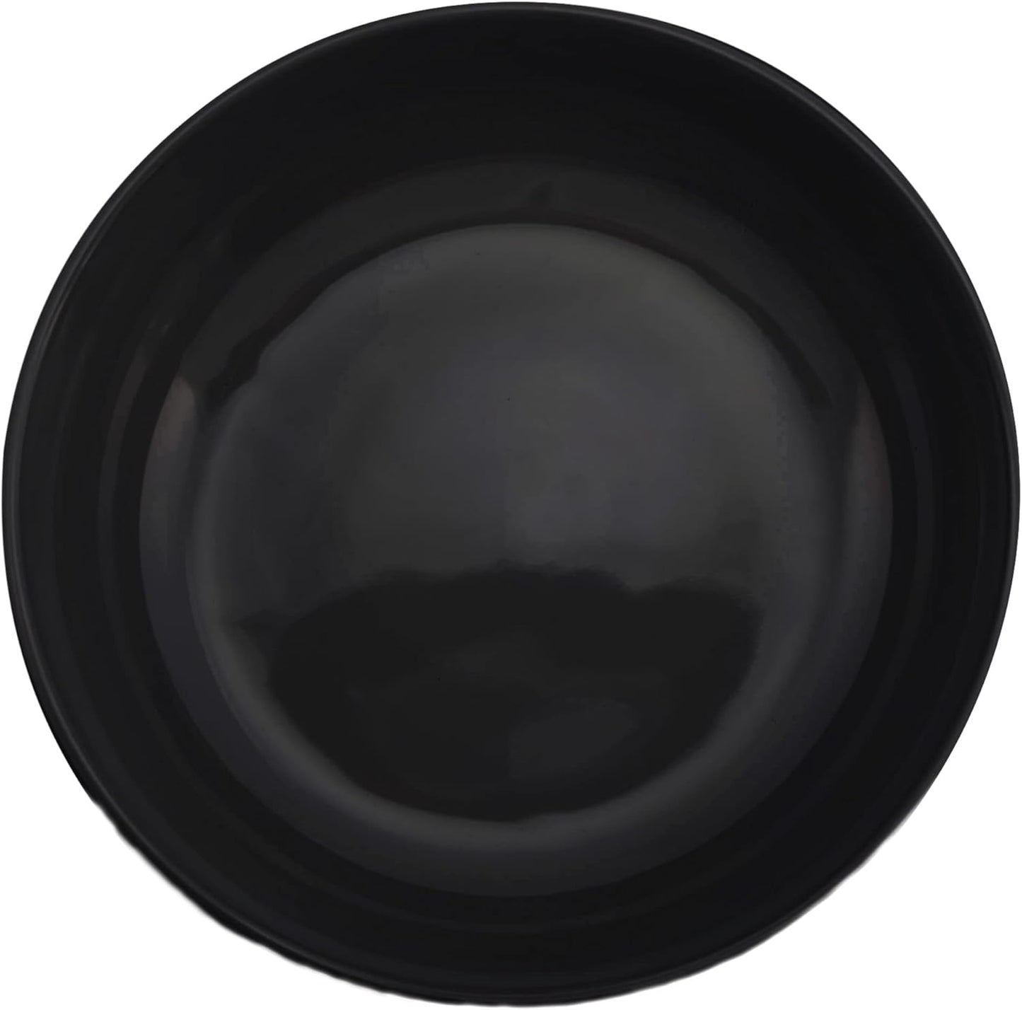 Elanze Designs Bistro Glossy Ceramic 8.5 inch Shallow Pasta Dinner Bowls Set of 4 - Perfect for Everyday uses from Italian Style Pasta to Caesar Salad, and Ramen to Pho, Black