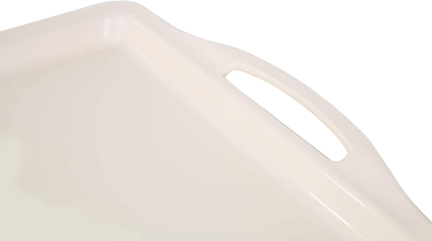 Mintra Home Durable Serving Tray - (1pk, CREAM) Unbreakable, Breakfast, Cafeteria, Fast Food, Handles