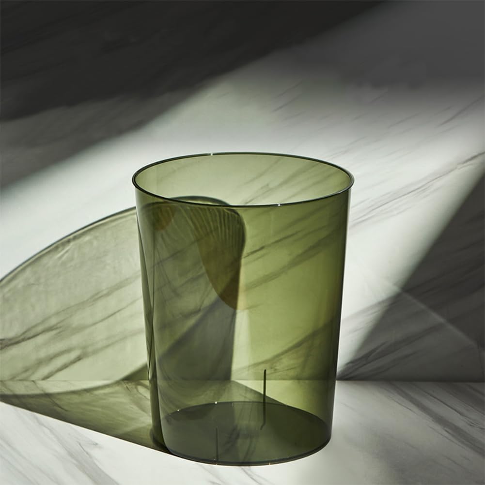 Bathroom Trash Can 8.7 x 7.1 x 9.8 Inch Small Trash Can Plastic Wastebasket Large Capacity Green Round Garbage Can for Bathroom Bedroom Office Kitchen Dorm Room (L)