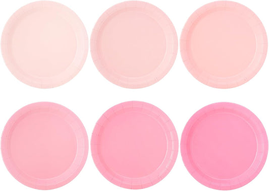 48 Pcs Pink Party Disposable Paper Plates, 9" Cute Pink Dessert Baby Bridal Shower Dinner Birthday Cake Paper Plates for Party Bridal Baby Girl Shower Wedding Supplies