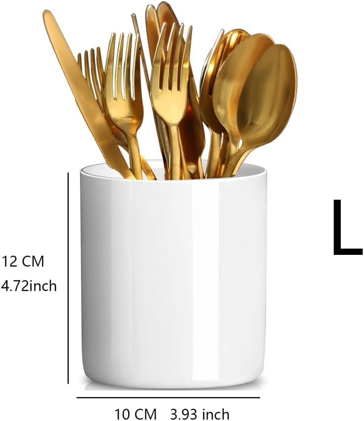 Utensils Holder, Caddy Cutlery Holder Silverware, Utensils Organizer Elegant white Porcelain, Spoon Holder for Party Tableware Holder for Kitchen Table, Cabinet
