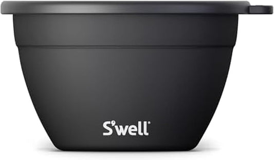 S’well Stainless Steel 64oz Salad Bowl Kit in Onyx, Comes with 2oz Condiment Container and Removable Tray for Organized Serving, Leak-Proof and Dishwasher Safe