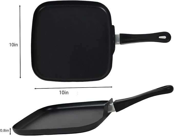 Grill Pan - Versatile Griddle Pan & Comales para Tortillas for Cooked Dishes! Square Pan Design for Even Heat Distribution!