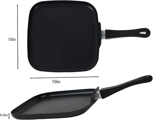 Grill Pan - Versatile Griddle Pan & Comales para Tortillas for Cooked Dishes! Square Pan Design for Even Heat Distribution!