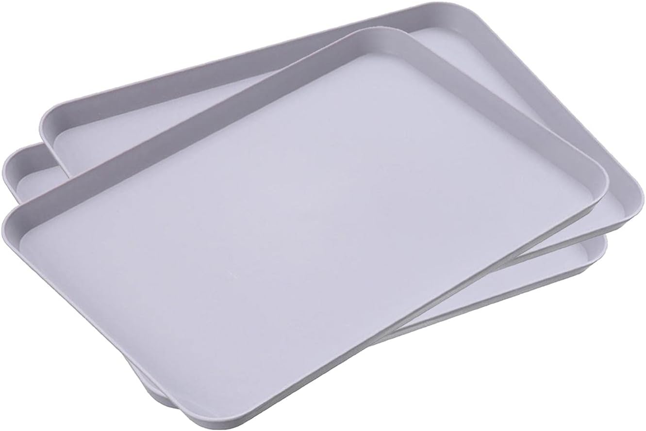 3 Pack 8 x 12 Inch Plastic Tray Blue - Restaurant Grade Non-Slip Tray Excellent for Weddings, Buffets, Birthday, Coffee Table, Kitchen & More