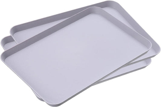 3 Pack 8 x 12 Inch Plastic Tray Blue - Restaurant Grade Non-Slip Tray Excellent for Weddings, Buffets, Birthday, Coffee Table, Kitchen & More