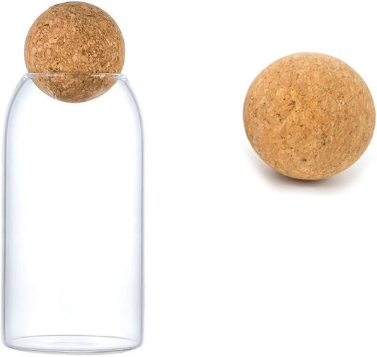 1200ML/40Oz Clear Glass Bottles, Glass Food Storage Containers with Airtight Round Cork, Decorative Sealed Jar Organizer Holder with Wooden Lid for Candy, Cookie, Nut, Spice, Tea, Coffee Bean