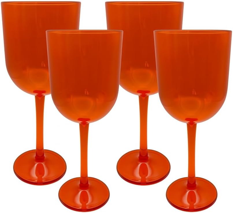 Party Outlaw Plastic Wine Glasses 4 Pc 10oz, Classic Wine Drinking Glasses, BPA-Free, Lightweight, Heavy Duty, Reusable, Shatter - Proof, Dishwasher Safe, Made in USA (Red)
