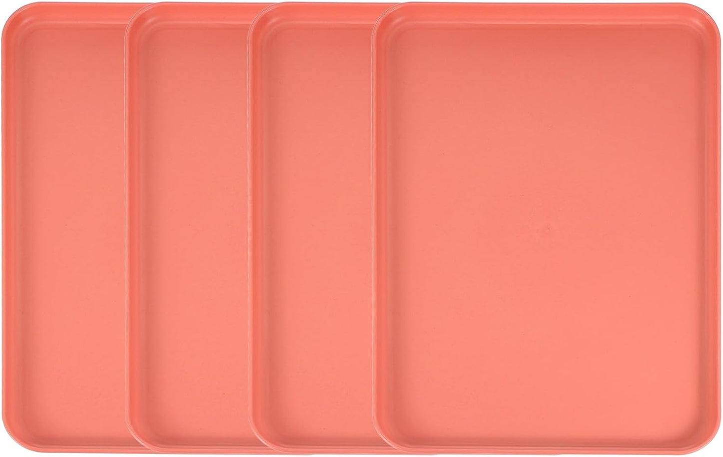 uxcell 4Pcs Plastic Serving Trays, 15 x 10.6 Inch Rectangle Food Trays Serving Cafeteria for Kitchen Restaurant Coffee Fruit Burger Lunch Dessert, Orange