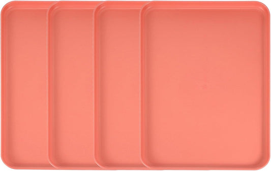 uxcell 4Pcs Plastic Serving Trays, 15 x 10.6 Inch Rectangle Food Trays Serving Cafeteria for Kitchen Restaurant Coffee Fruit Burger Lunch Dessert, Orange