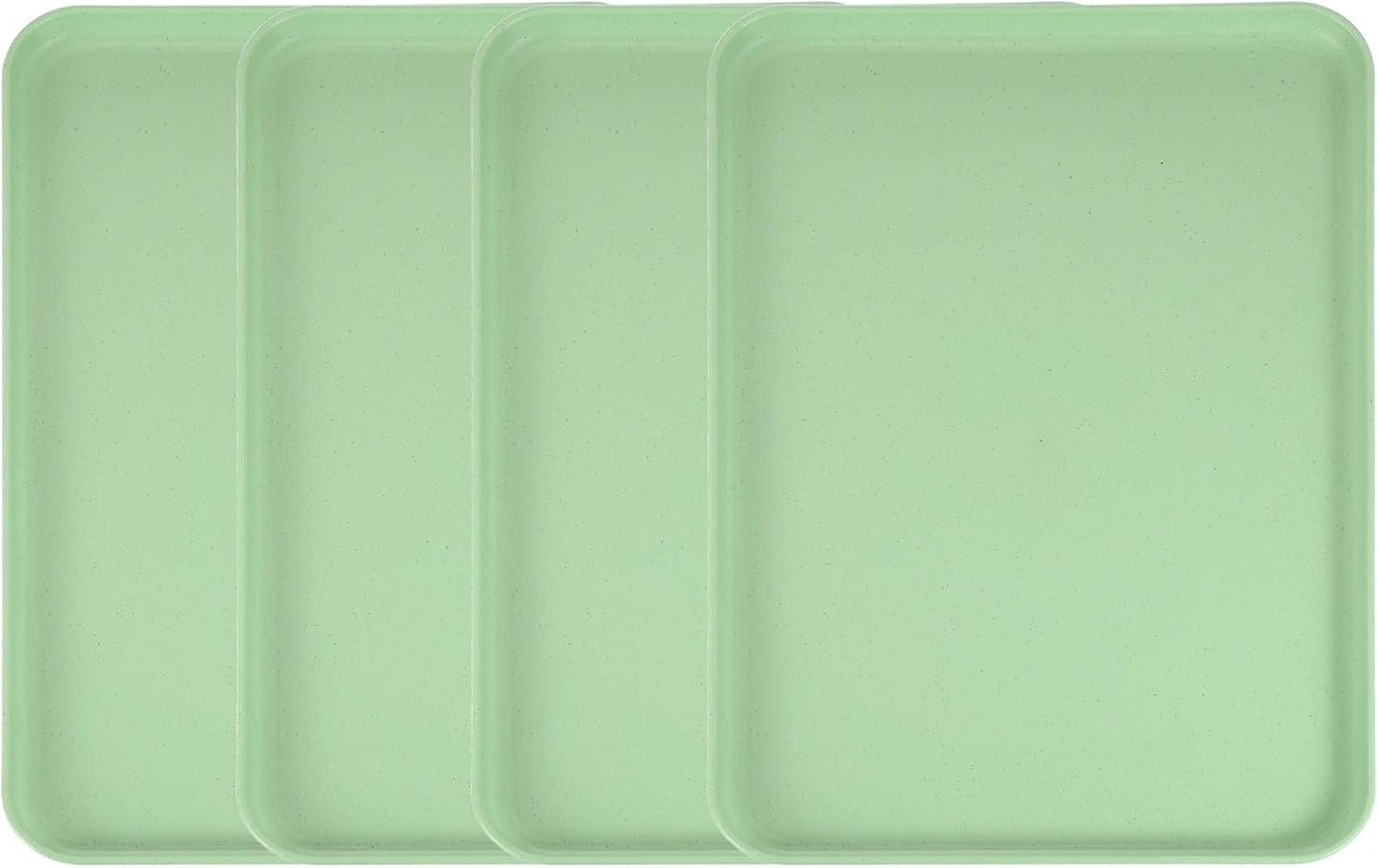 uxcell 4Pcs Plastic Serving Trays, 15 x 10.6 Inch Rectangle Food Trays Serving Cafeteria for Kitchen Restaurant Coffee Fruit Burger Lunch Dessert, Matcha