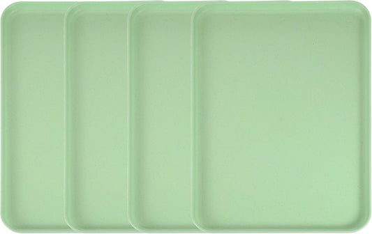 uxcell 4Pcs Plastic Serving Trays, 15 x 10.6 Inch Rectangle Food Trays Serving Cafeteria for Kitchen Restaurant Coffee Fruit Burger Lunch Dessert, Matcha