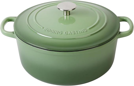Enameled Cast Iron Dutch Oven Pot With Lid, 5.5 Quart, for Bread Baking, Cooking, Pistachio Green