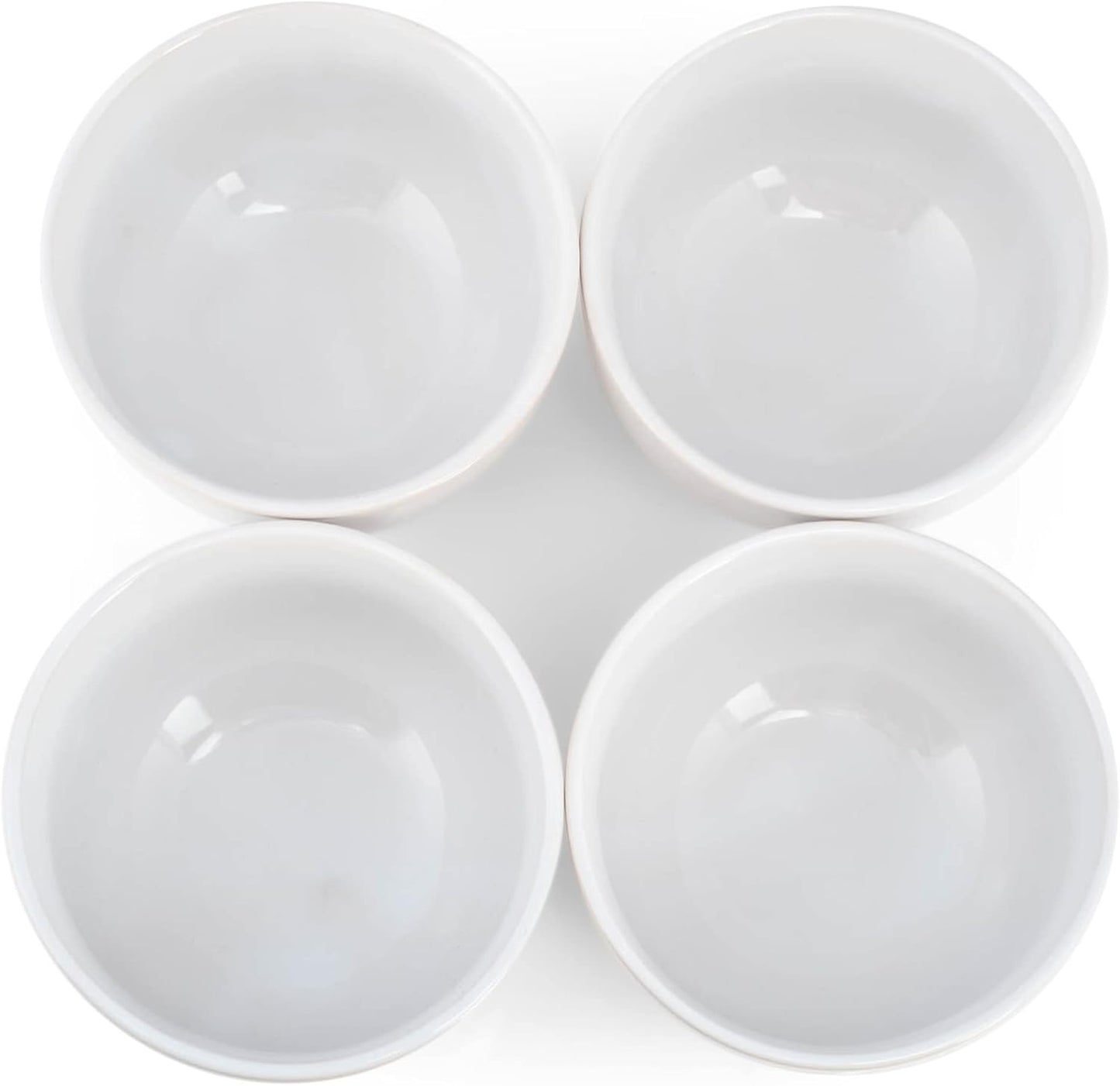 Elanze Designs Bistro Glossy Ceramic 4 inch Cute and Small Dessert Bowls Set of 4 - Perfect for Everyday uses from Snacks, Ice Cream, Candy and Treats, White