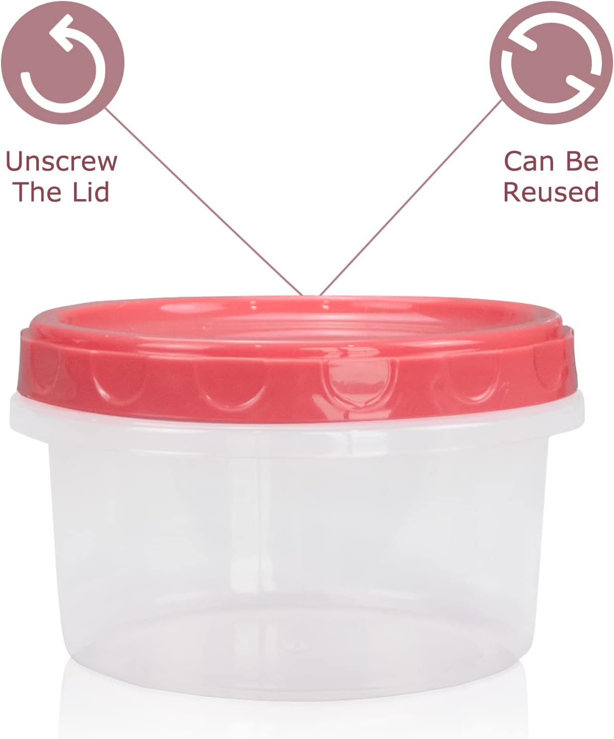 8 Ounce reuseable small plastic freezer storage container jars with screw lid for food snacks lunch(8Pcs, Red)