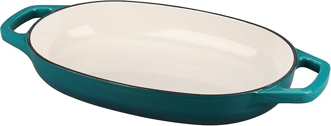 Enameled Cast Iron Oval Dutch Oven Pot with Lid, Dutch Oven for Sourdough Bread Baking, Oval Bread Pan, 5qt, Darkcyan