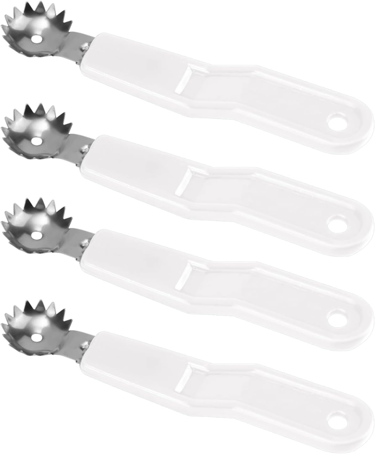 4pcs Stainless Steel Fruit Corer Tool, Tomato Strawberry Huller Vegetable Stem Remover Kitchen Gadget for Easy Fruit Balling (White)