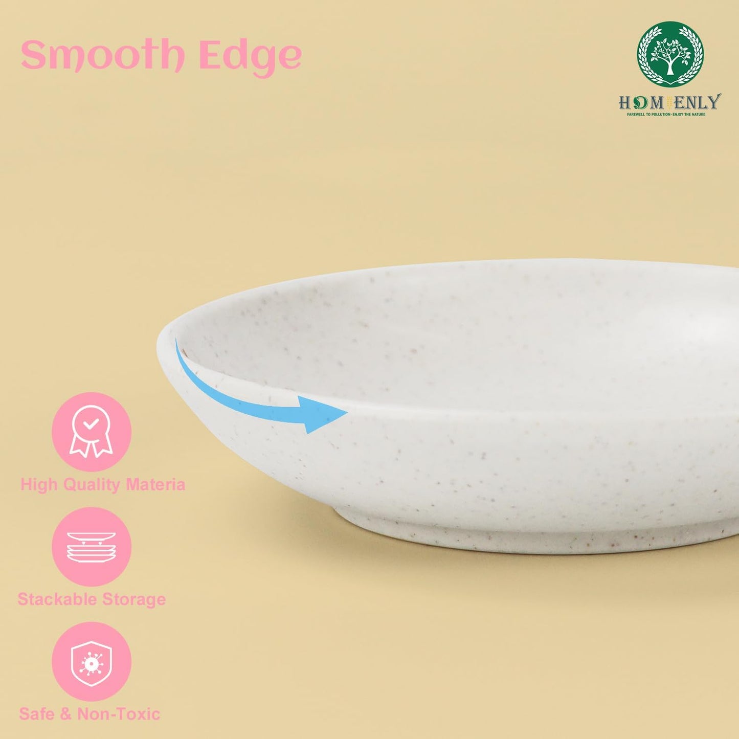 Plastic Dipping Set of 8 - 4 inch Wheat Straw Plates, Soy Sauce Dish, Dipping Bowls, Mini Appetizer Plates for Side Dishes, Condiment, BBQ and Party Dinner - White