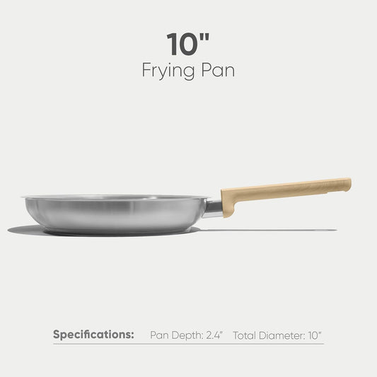 CAROTE 10" Stainless Steel Frying Pan, Non-Toxic Fry Pan Egg Pan Omelet Pan,Fast & Even Heat, Induction, Ceramic and Gas Cooktops Compatible