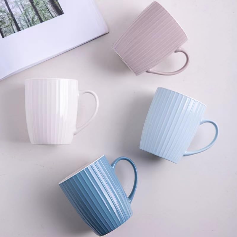 11 Ounce Porcelain Mugs, Set of 6, Tea and Cocoa Mug Set, Sea blue