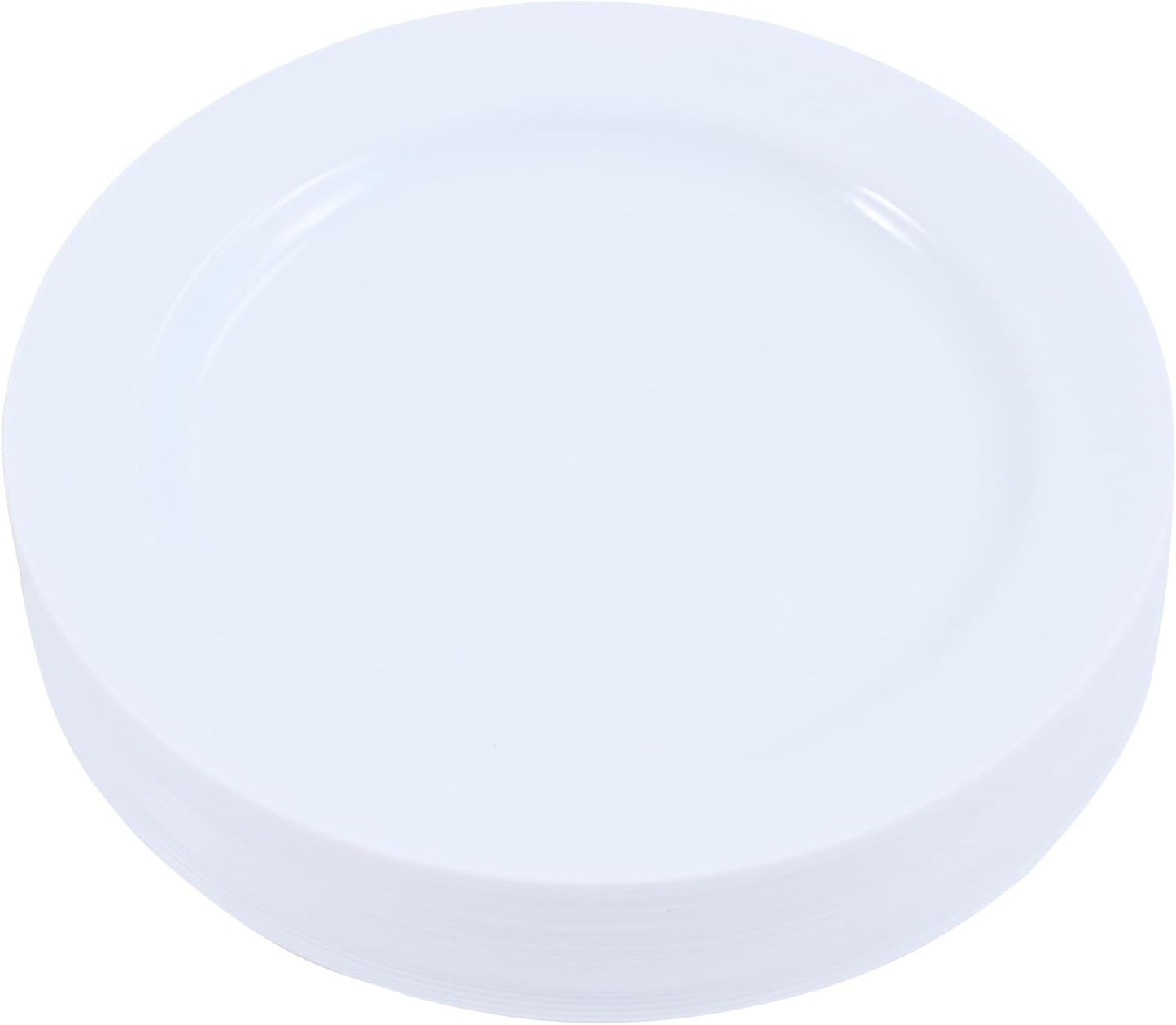 120-Piece Salad Plastic Plates Set Premium 120 Salad Plates, Disposable Dinnerware for Party - White Plastic Wedding Plates Solid White