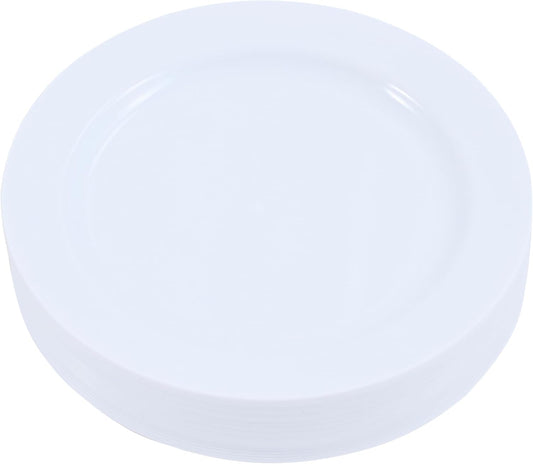 120-Piece Salad Plastic Plates Set Premium 120 Salad Plates, Disposable Dinnerware for Party - White Plastic Wedding Plates Solid White