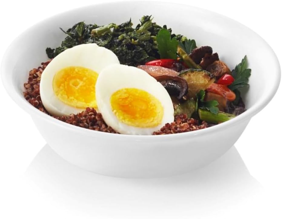 Corelle Vitrelle 6-Piece Soup/Cereal Bowl Set Triple Layer Glass and Chip Resistant, 18-Oz Lightweight Round Bowls, Winter Frost White