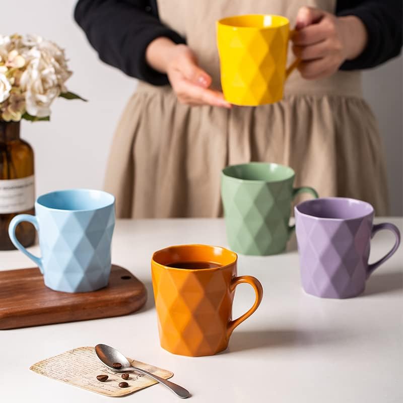 11 Ounce Porcelain Mugs, Set of 6, Tea and Cocoa Mug Set, Multicolor, Matte