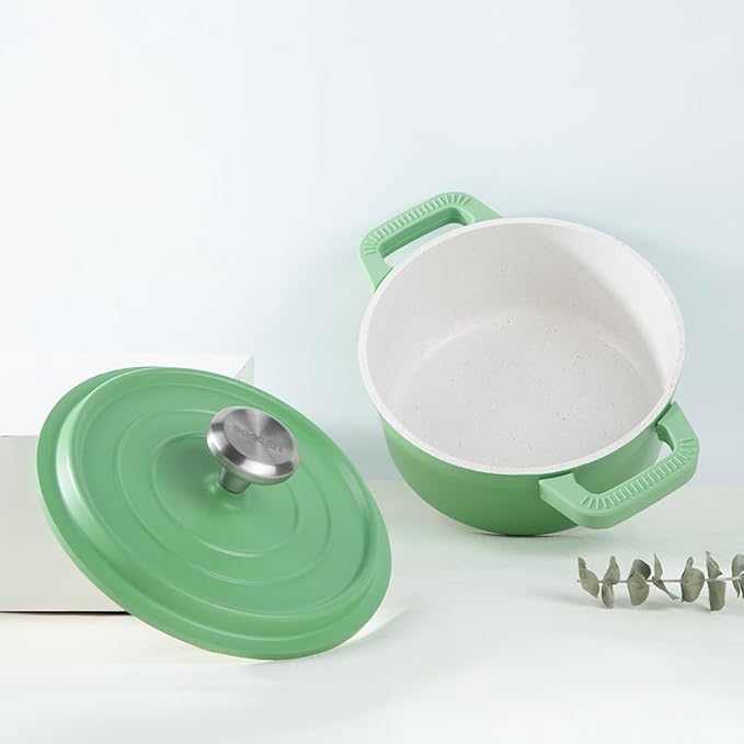 small soup pot with lid,2.6 Quart Granite Casserole Small Soup Pot Pasta Cooking Pot,Dual Handles, Small-Duty Cookware for Braising, Cook soup