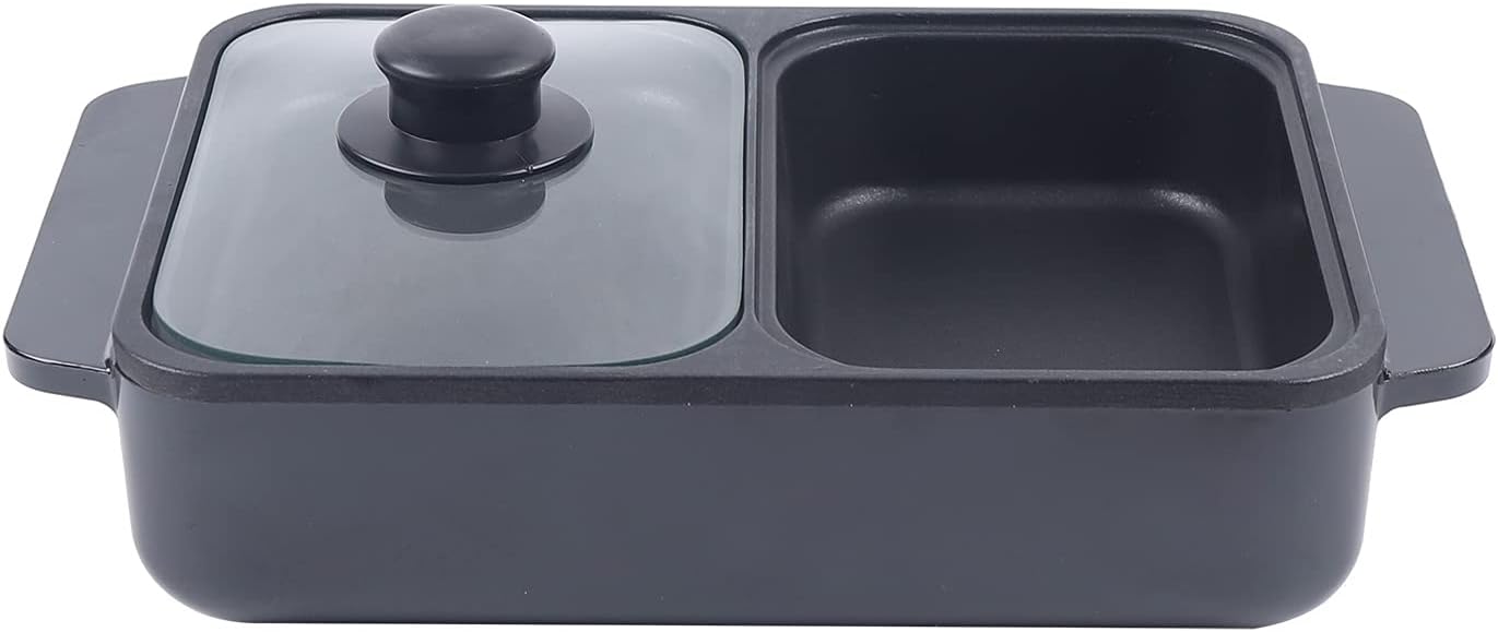 Hot Pot With Grill, Electric Hot Pot And Grill Combo 2-In-1, Independent Temperature Control, Portable Cooker&Bbq Baking Grill Pan, 1200w, For Barbecue, Frying, Soup Making, And Hot Pot