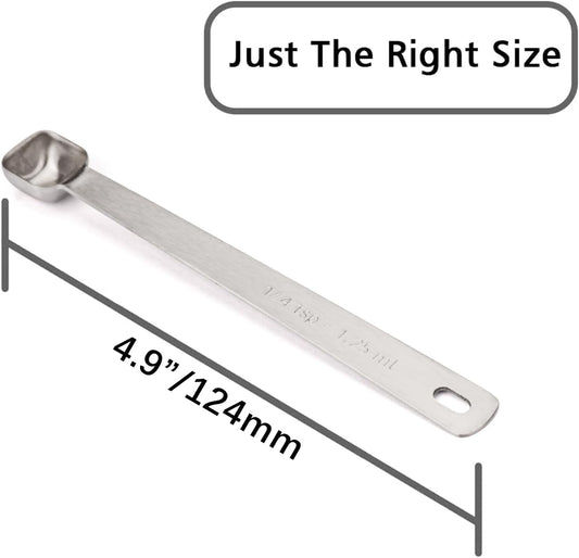 1PCS 1/4 Teaspoon(1/4tsp, 1/12tbsp, 1.25ml) Single Tiny Square Bowl Measuring Spoon, Small Individual Stainless Steel Measure Spoons Only
