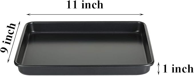 11 Inch Baking Sheets Pan Nonstick Set of 2, Walooza 1-inch Deep Baking Trays, 11X9 Inch Cookie Sheet Replacement Toaster Oven Tray, Non Toxic & Heavy Duty & Easy Clean