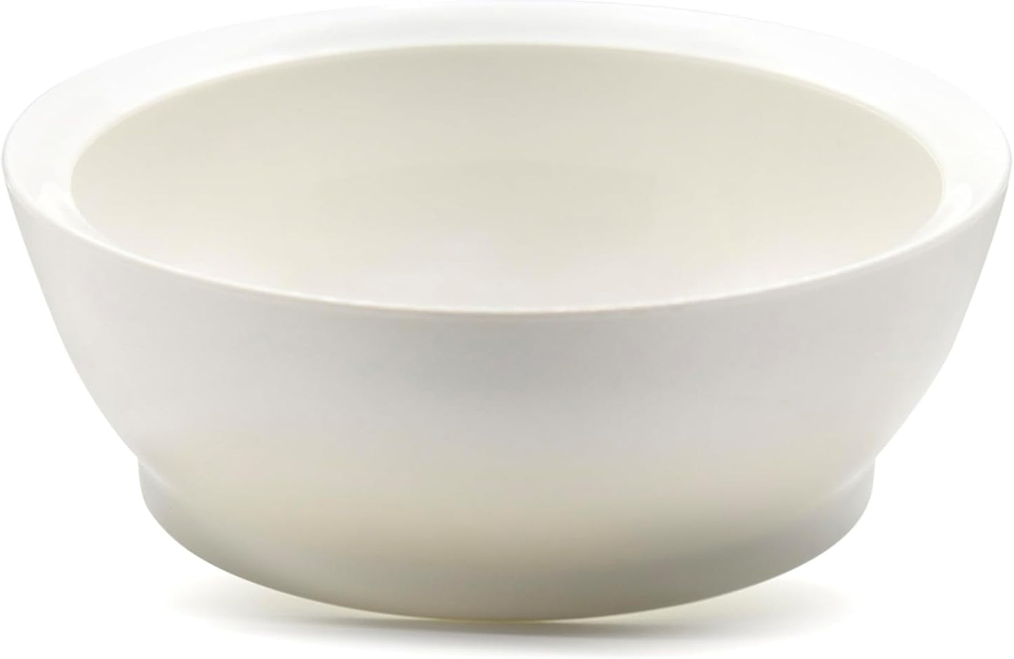Large Non-Spill Plastic Bowl Set - 28oz Reusable Kitchen Bowls with Concave Inner Lip and Non-Slip Base - For Cereal, Soups, Mixing and Serving - Set of 4 - Foamy White