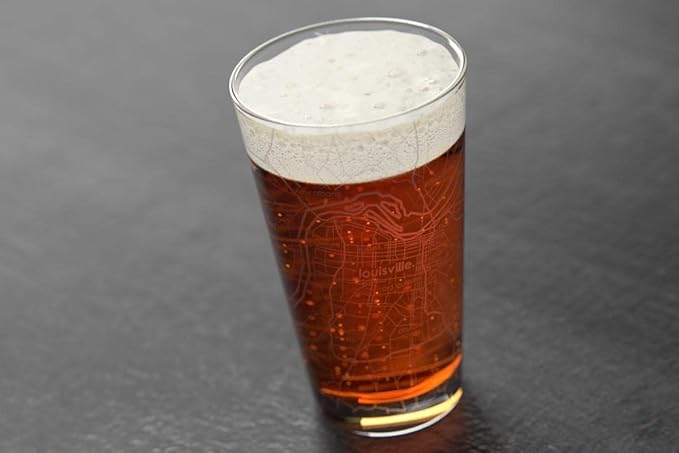 Well Told Engraved Louisville Kentucky Map Pint Glass, Etched Beer Gift (16 oz, Clear) City Map Pint, Custom City Glassware, Gifts For Beer Lovers