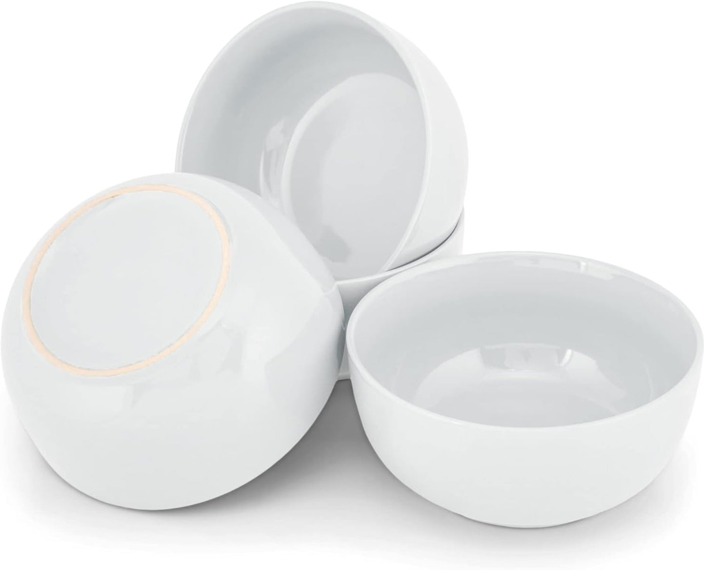 Elanze Designs Bistro Glossy Ceramic 6.5 inch Dinnerware Bowls Set of 4 - Perfect for Everyday uses from Soup, Pasta, Salad, Cereal, Ice cream, Ramen and Pho, White