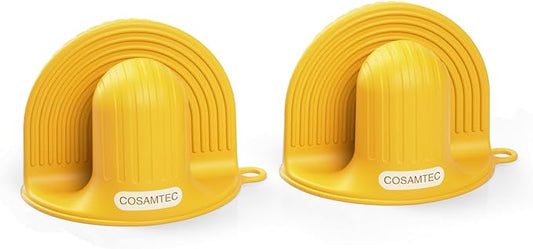 Silicone Oven Mitts Heat Resistant Mini Oven Gloves and Pot Holders Set for Kitchen Non Slip Waterproof Pinch Grips for Cooking and Baking Set of 2