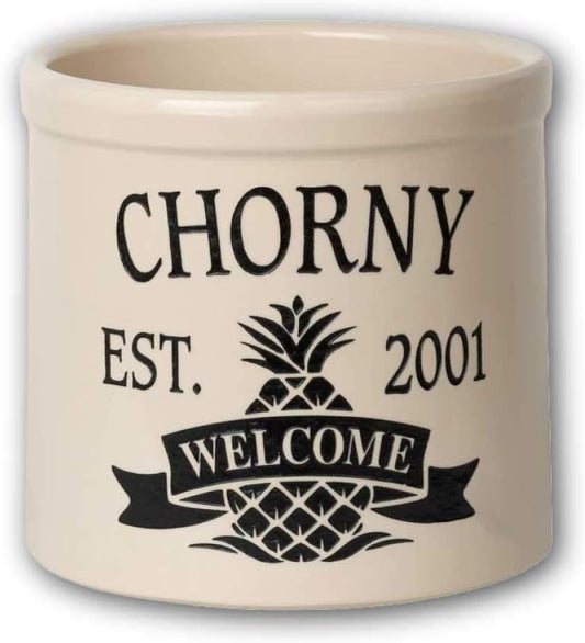 RAINBEAM Rustic Pineapple 2 Gallon Personalized Pineapple Ceramic Food Storage Container