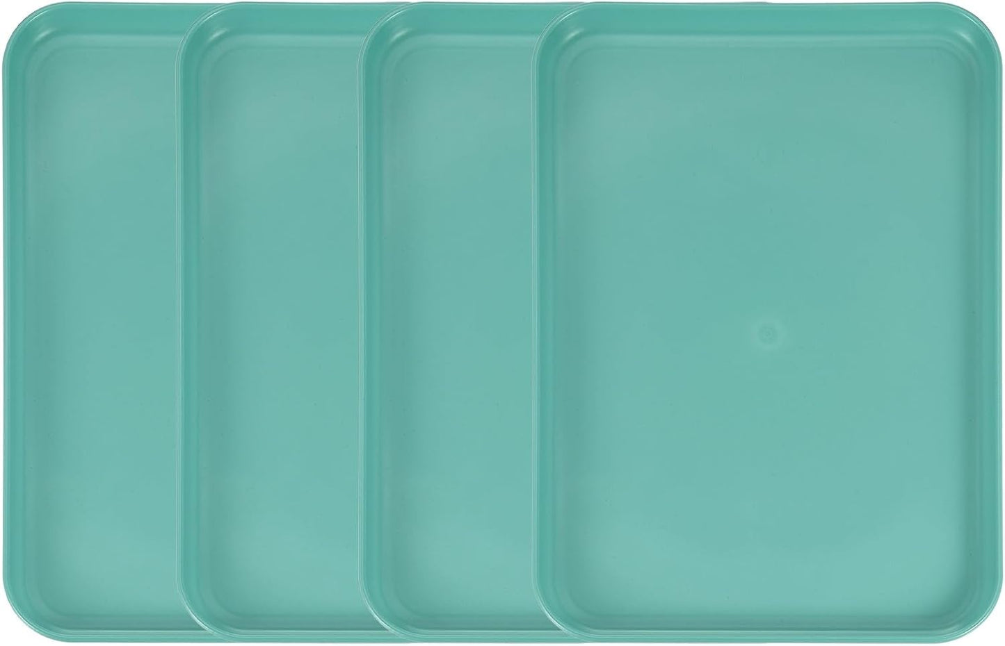 uxcell 4Pcs Plastic Serving Trays, 12.2 x 8.7 Inch Rectangle Food Trays Serving Cafeteria for Kitchen Restaurant Coffee Fruit Burger Lunch Dessert, Dark Green